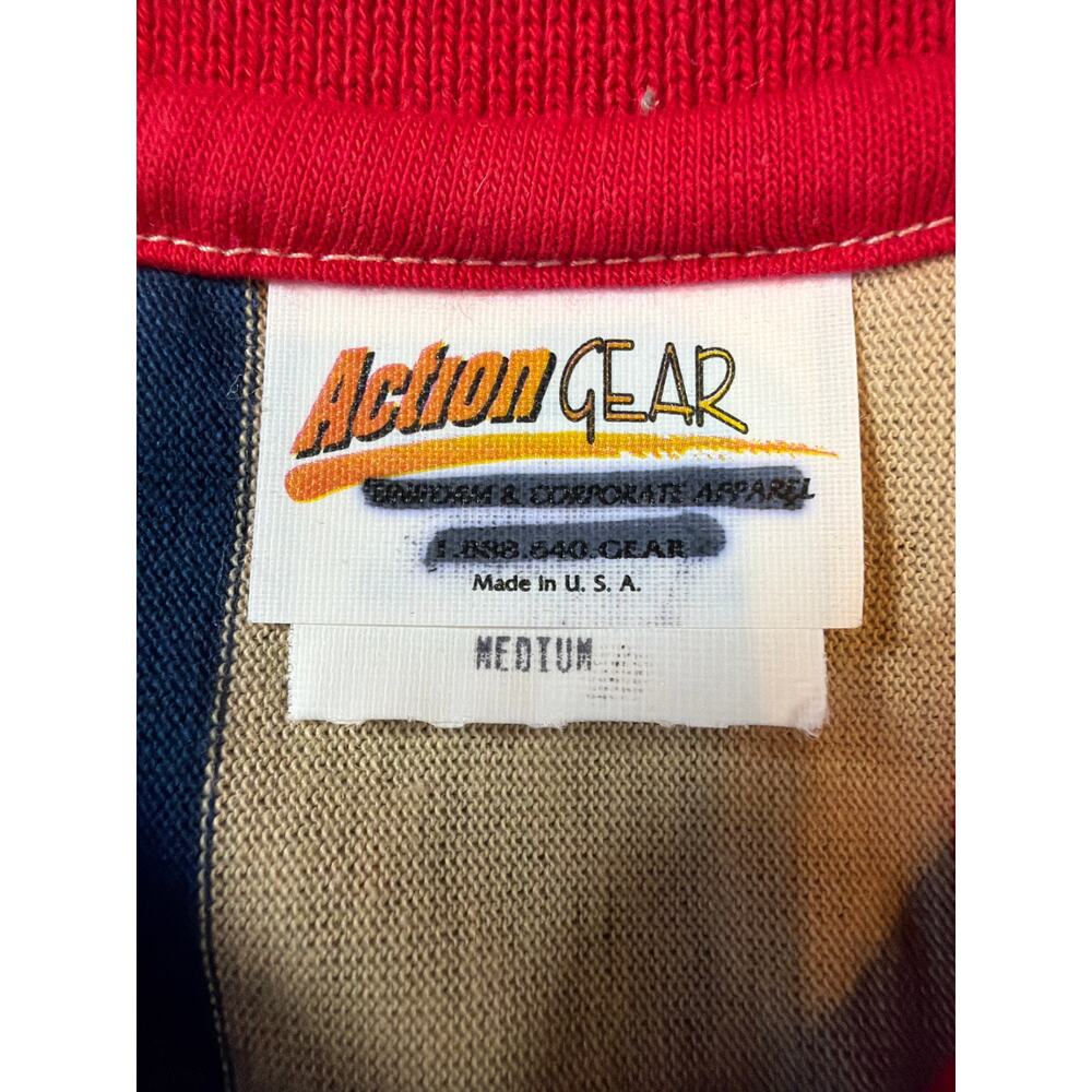 Action Gear Polo Short Sleeve Shirt Red Blue Tan Rugby Men’s Medium Vintage USA - Picture 3 of 8